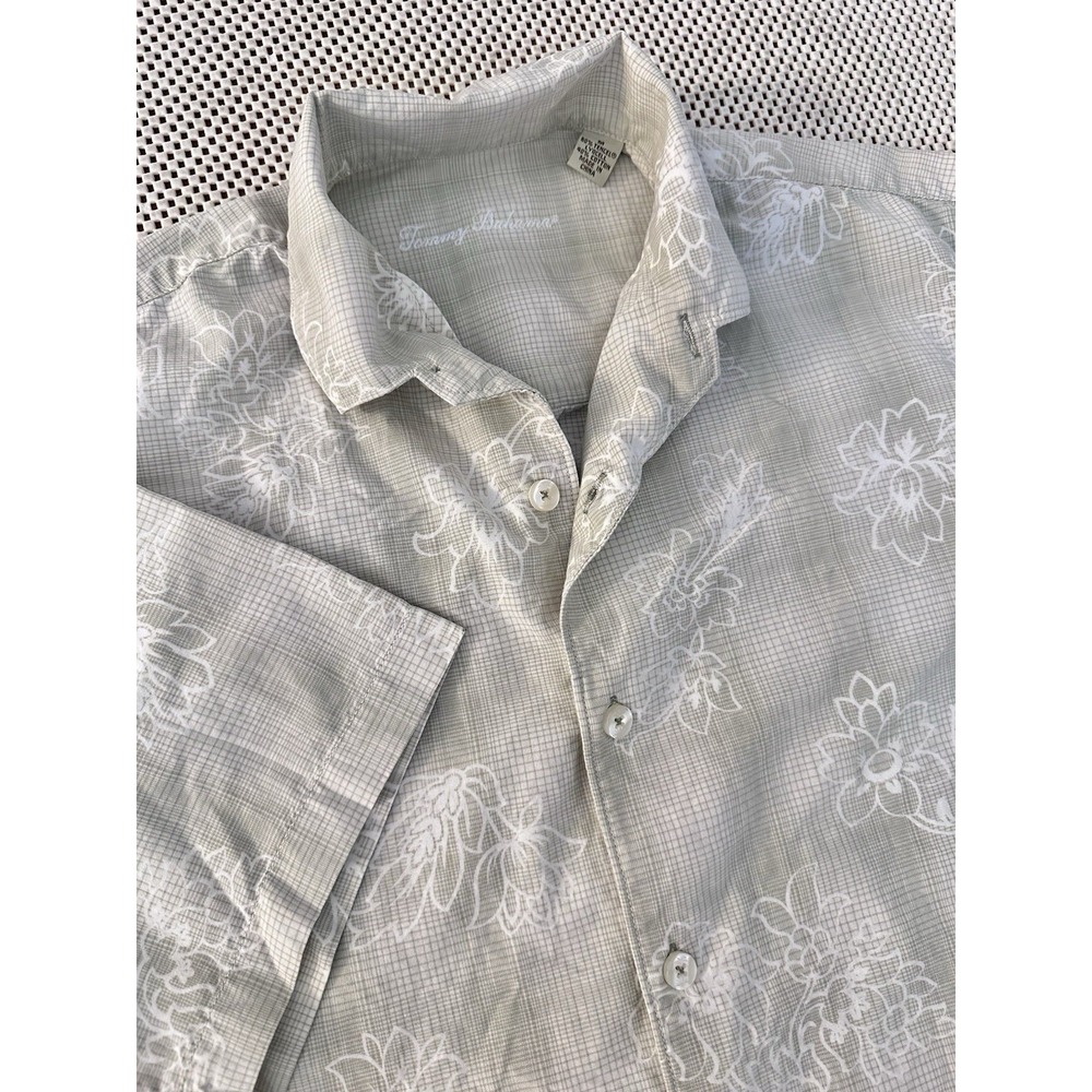 Tommy Bahama Shirt‎ Men Sz M Button Up Tropical Relaxed Resort Sage Green Tencel